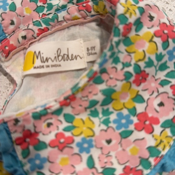 Mini Boden Floral Long Sleeve Blouse with Ruffled Collar - Picture 2 of 2